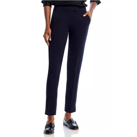 THEORY Ibbey Admiral Crepe Straight Pants Sz 4 Navy NWT